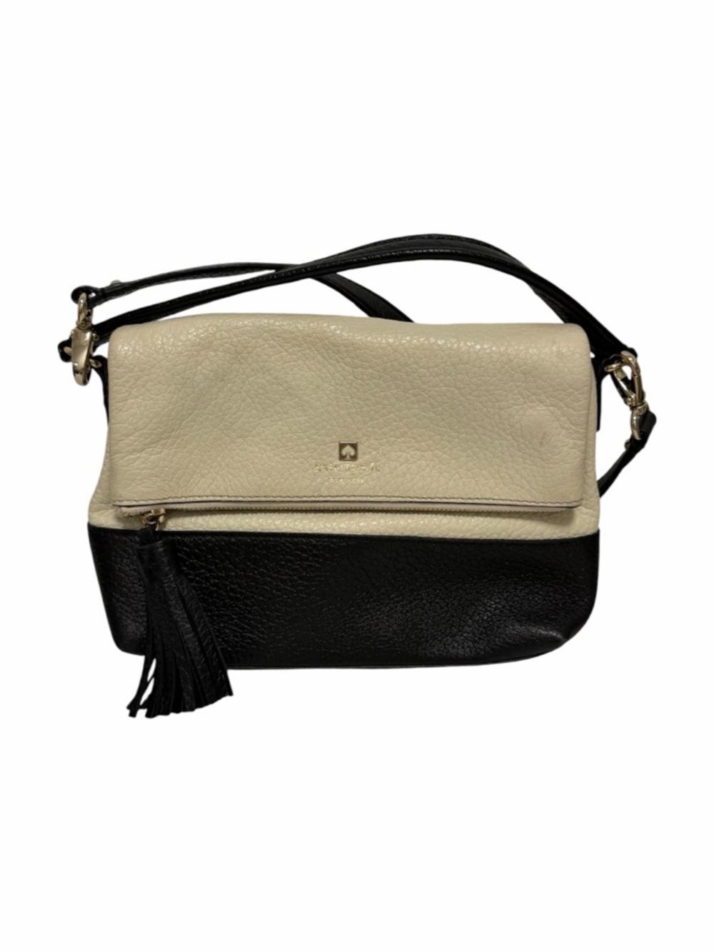 Kate Spade Pebbled Black/Cream Leather Crossbody